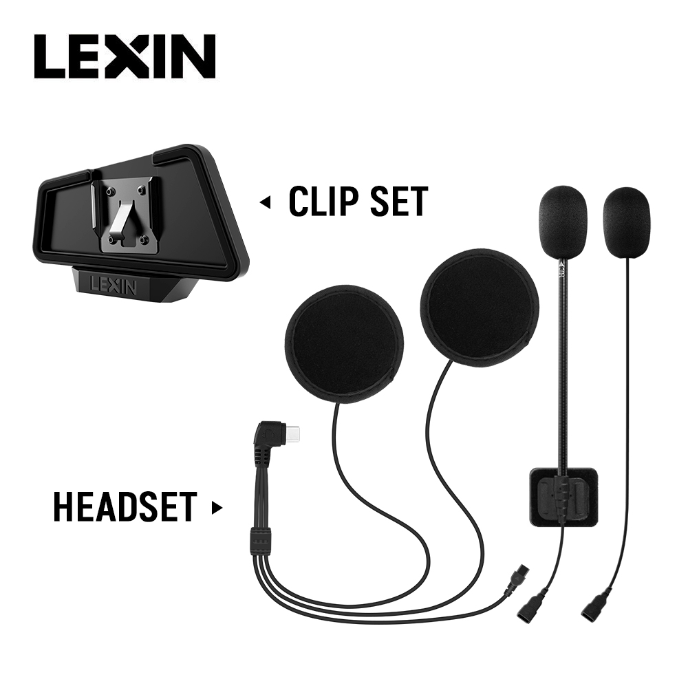 Full Face Motorcycle Helmet With Bluetooth - Set Cuffie e Clip Interfono LEXIN
