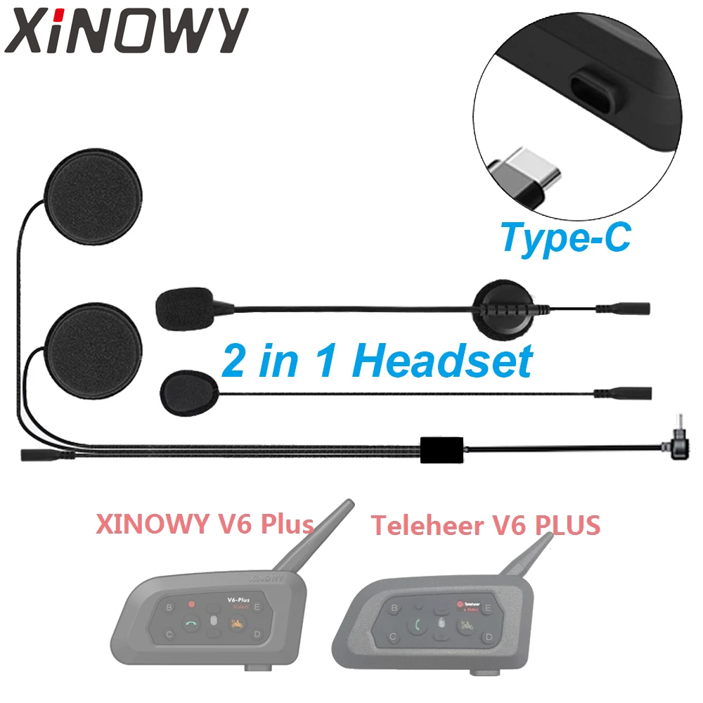 Universal Motorcycle Helmet Intercom Headset - Accessori per auricolari e altoparlanti Type-C,