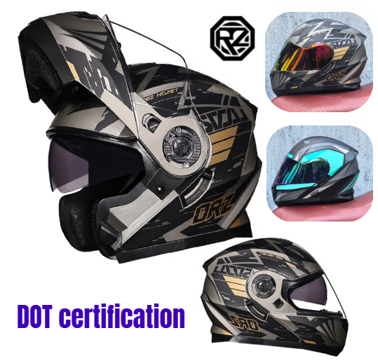 Dual Visor Motorcycle Racing Helmet - Orz Casco moto integrale con doppia