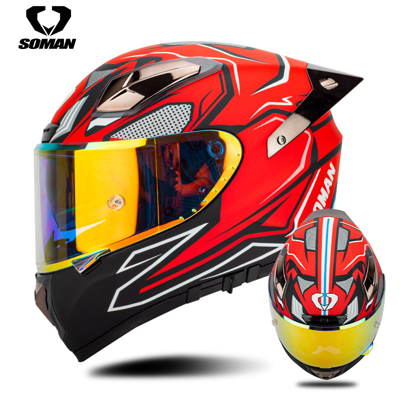 Casco da moto Soman in fibra d - Carbon Fiber Lightweight Motorcycle Helmet recensione e prezzo